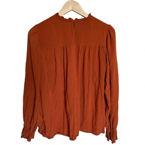 Target A New Day • Rust Smocked Long Sleeve Blouse - Picture 4 of 10